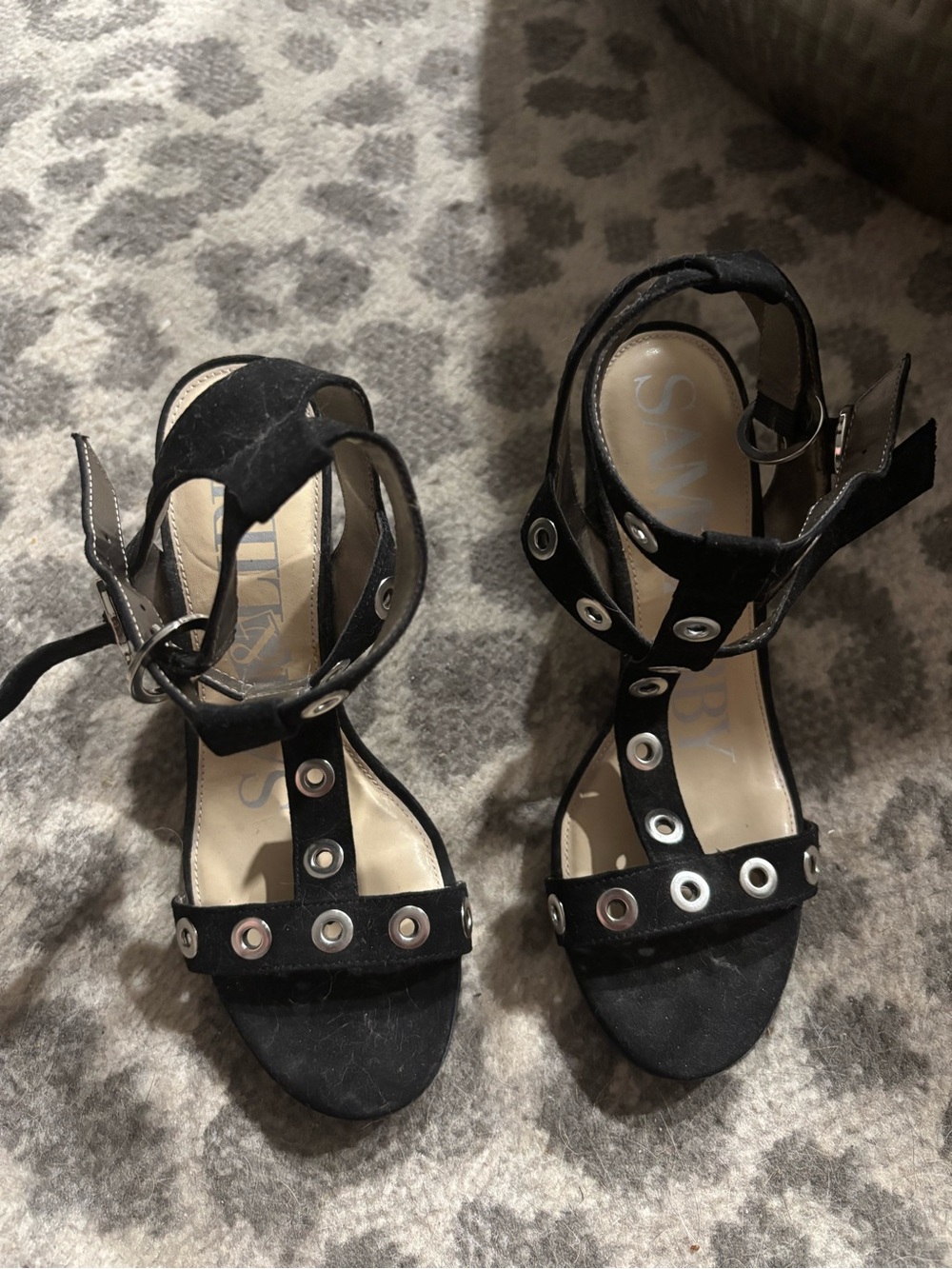 ⭐️Black Grommet Ankle-Strap Heels 6.5